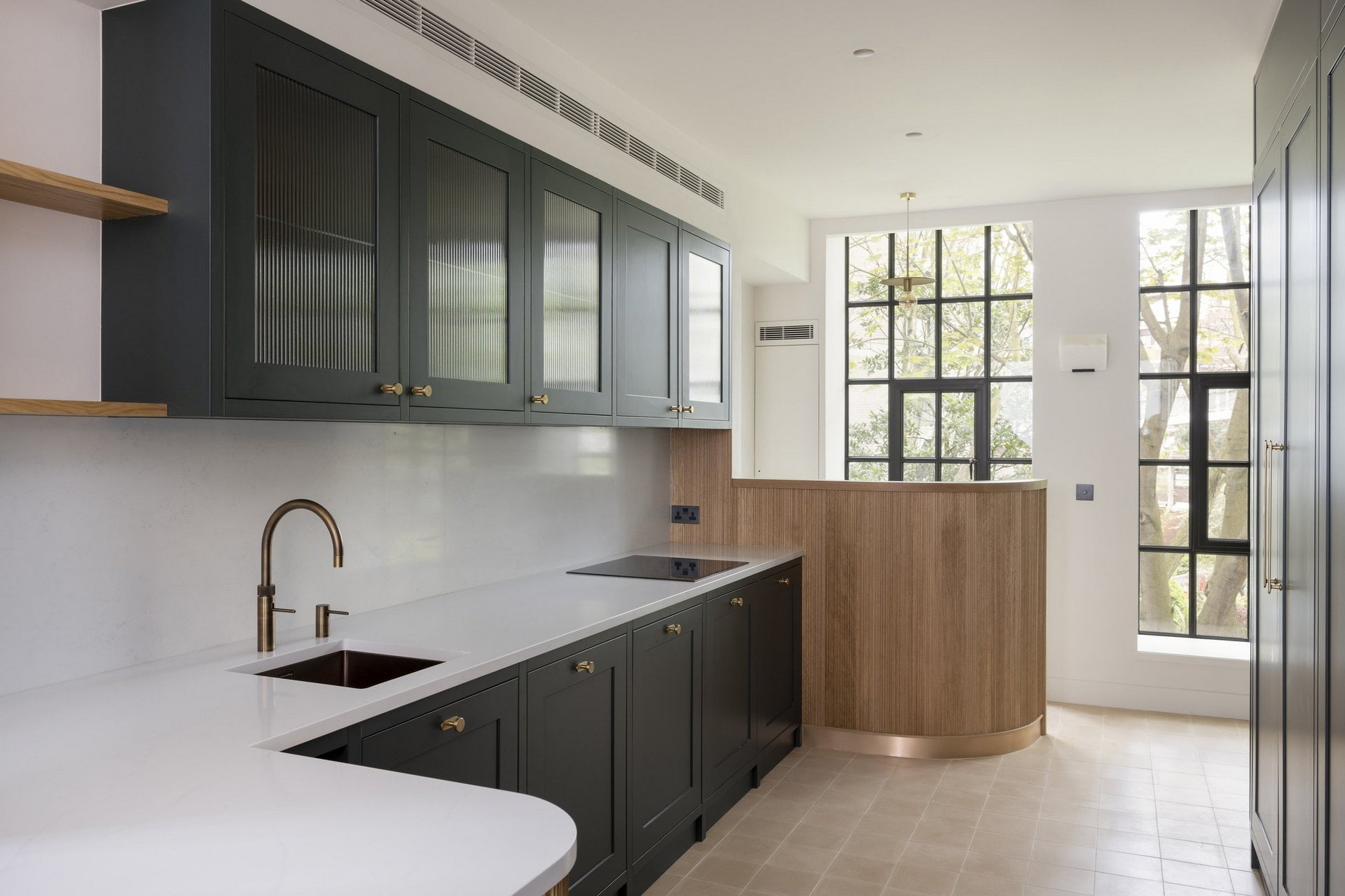 Green and white kitchen