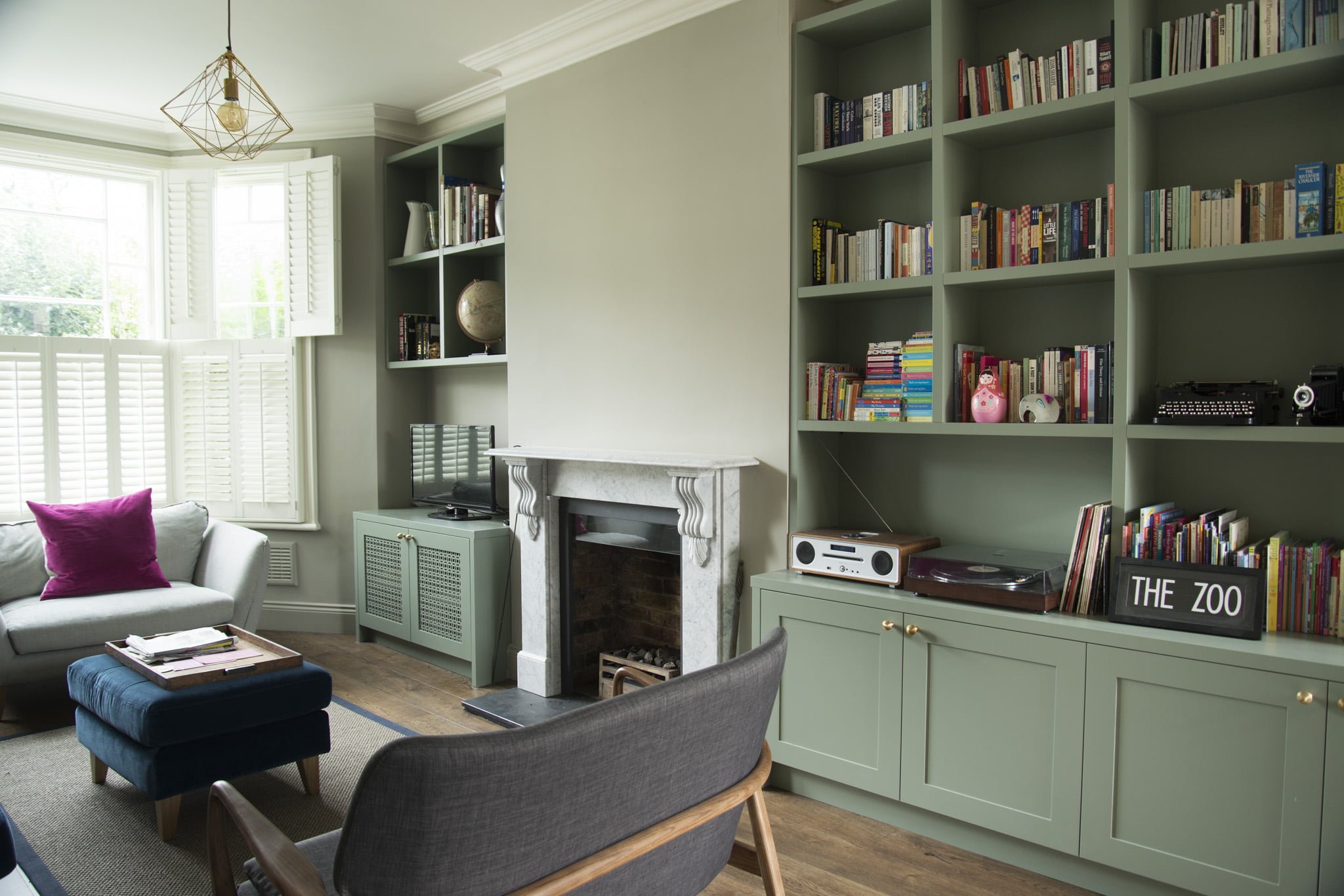 Custom made living room furniture, bookshelves