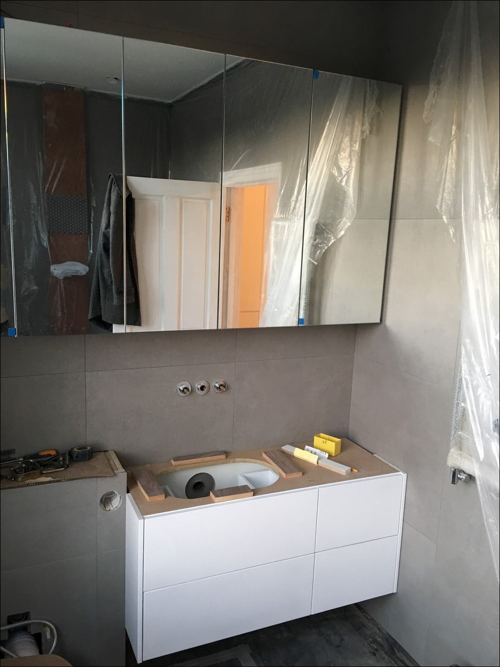 Bathroom mirrored unit