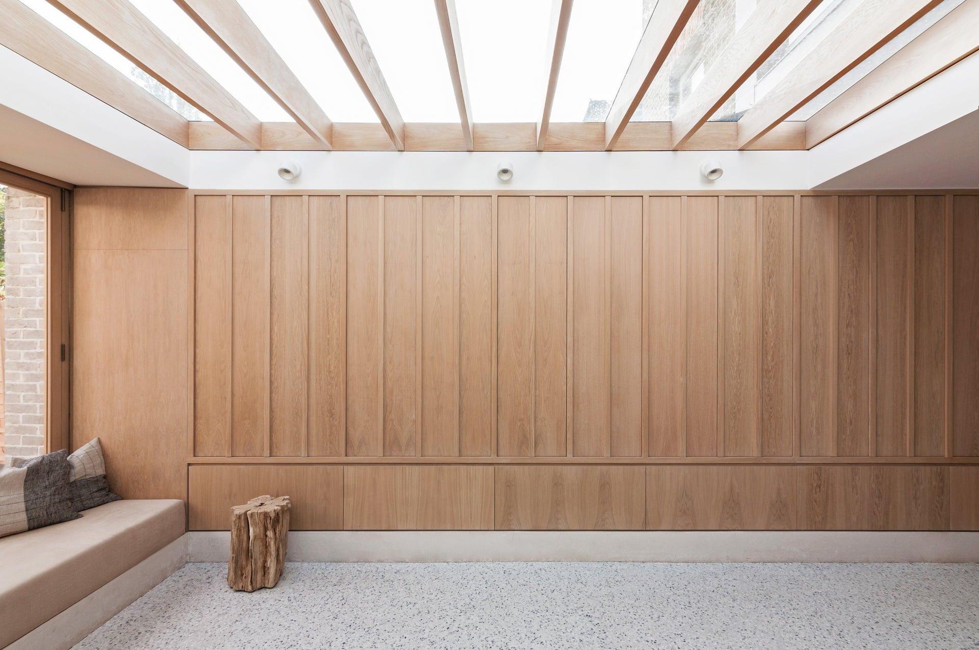 Built-in storage cabinets in the kitchen dining area